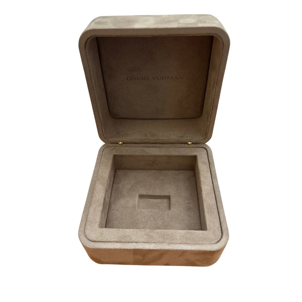 David Yurman Tan Suede Jewelry Watch Box with Pillow and Ribbon Luxury Storage